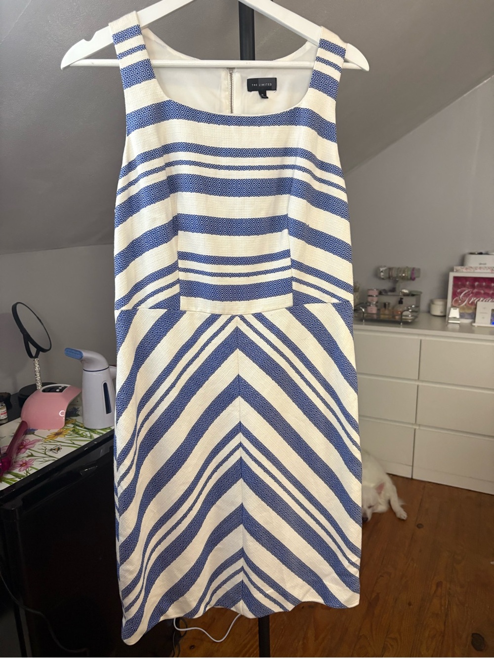 The Limited Blue & White Striped Sleeveless Sheath Dress